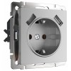 Розетка с заземлением и со шторкой и 2хUSB, без рамки Werkel  W1171506