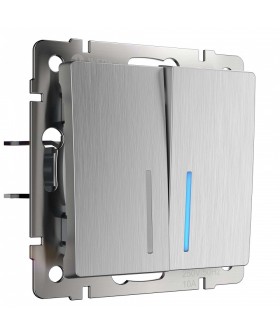 Выключатель двухклавишный с подсветкой без рамки Werkel cеребряный рифленый W1120109 Выключатель двухклавишный с подсветкой без рамки Werkel cеребряный рифленый W1120109