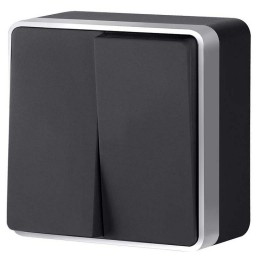 Выключатель двухклавишный Werkel Gallant (черный с серебром) W5020034