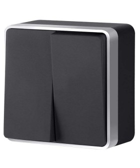 Выключатель двухклавишный Werkel Gallant (черный с серебром) W5020034