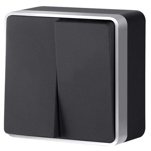 Выключатель двухклавишный Werkel Gallant (черный с серебром) W5020034