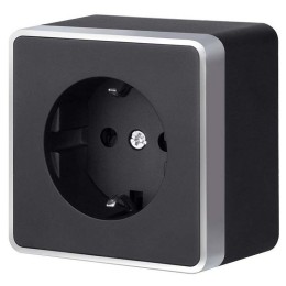 Розетка с заземлением Werkel Gallant (черный с серебром) W5071034