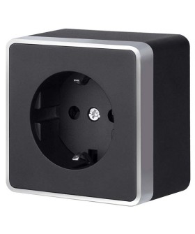 Розетка с заземлением Werkel Gallant (черный с серебром) W5071034