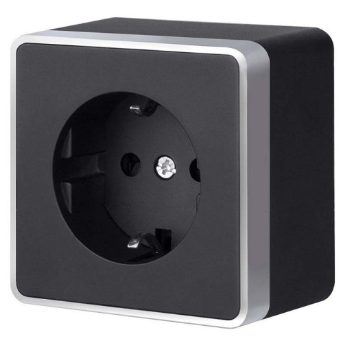 Розетка с заземлением Werkel Gallant (черный с серебром) W5071034