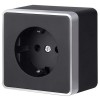 Розетка с заземлением и со шторкой Werkel Gallant (черный с серебром) W5071134