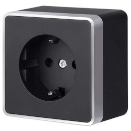 Розетка с заземлением и со шторкой Werkel Gallant (черный с серебром) W5071134
