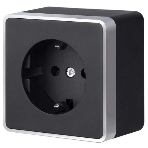 Розетка с заземлением и со шторкой Werkel Gallant (черный с серебром) W5071134