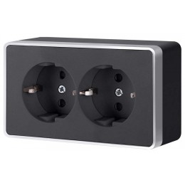 Розетка двойная с заземлением Werkel Gallant (черный с серебром) W5072134