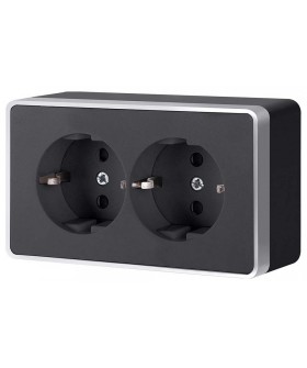 Розетка двойная с заземлением Werkel Gallant (черный с серебром) W5072134