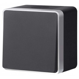 Выключатель одноклавишный влагозащищенный Werkel Gallant (черный с серебром) W5010234