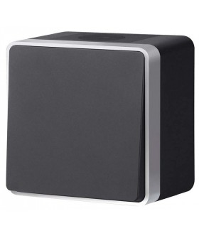 Выключатель одноклавишный влагозащищенный Werkel Gallant (черный с серебром) W5010234