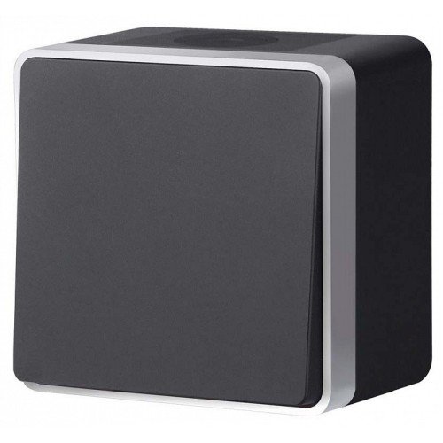 Выключатель одноклавишный влагозащищенный Werkel Gallant (черный с серебром) W5010234