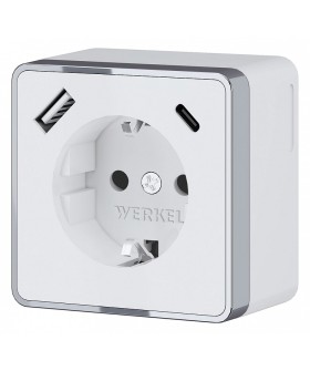 Розетка с заземлением и с шторками и USB Werkel Gallant (белая) W5071701