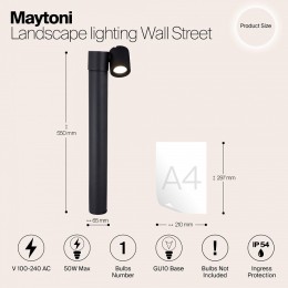 Наземный низкий светильник Maytoni Wall Street O010FL-01B