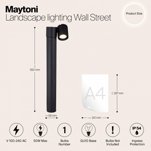 Наземный низкий светильник Maytoni Wall Street O010FL-01B
