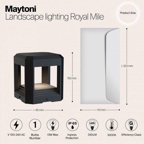 Наземный низкий светильник Maytoni Royal Mile O019FL-L13GR3K