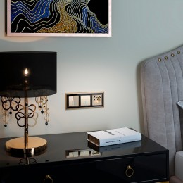 Выключатель проходной двухклавишный с подсветкой без рамки Werkel шампань рифленый W1122110