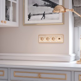 Розетка с заземлением и со шторками, без рамки Werkel шампань рифленый W1171110