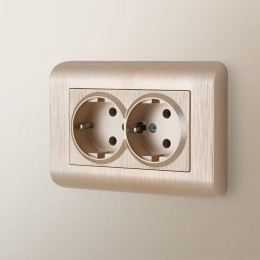Розетка двойная с заземлением, без рамки Werkel шампань рифленый W1172010