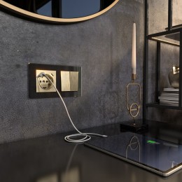 Розетка с заземлением и со шторками и USB, без рамки Werkel шампань рифленый W1171710