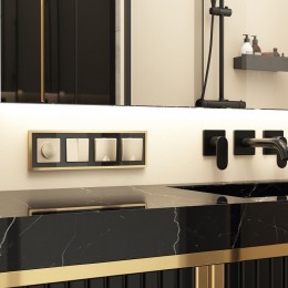 Рамка на 4 поста Werkel Baguette (черный/латунь) W0042852