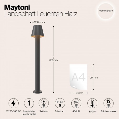 Наземный низкий светильник Maytoni Harz O421FL-L5GF