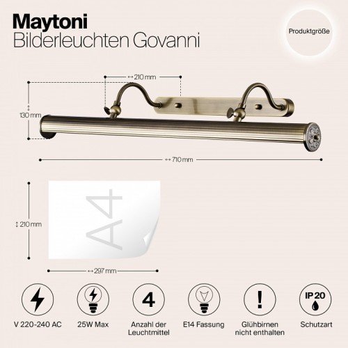 Подсветка для картины Maytoni Govanni PIC119-44-R