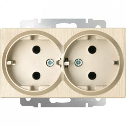 Розетка двойная с заземлением, без рамки Werkel шампань рифленый W1172010