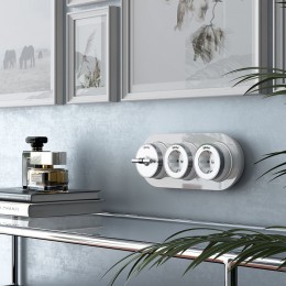 Розетка с заземлением Werkel Vintage (белый матовый/хром) W5871050