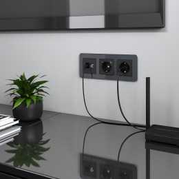 ТВ-розетка и розетка Ethernet RJ-45 без рамки Werkel черный матовый W1181308