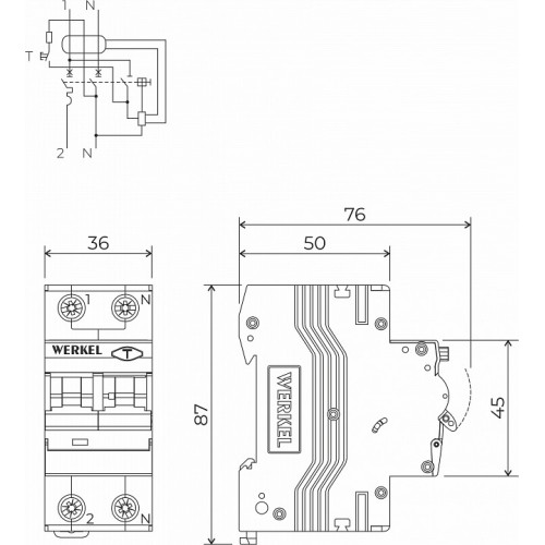 Дифференциальный автоматический выключатель 1P с Wi-Fi Werkel  W922P164