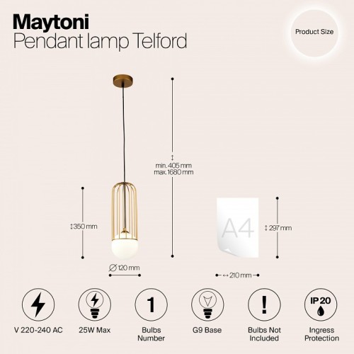 Подвесной светильник Maytoni Telford P361PL-01G