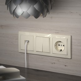 Выключатель проходной двухклавишный без рамки Werkel слоновая кость W1122003