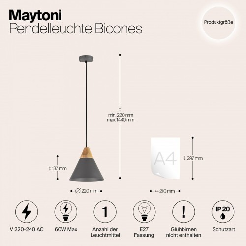 Подвесной светильник Maytoni Bicones P359-PL-220-C