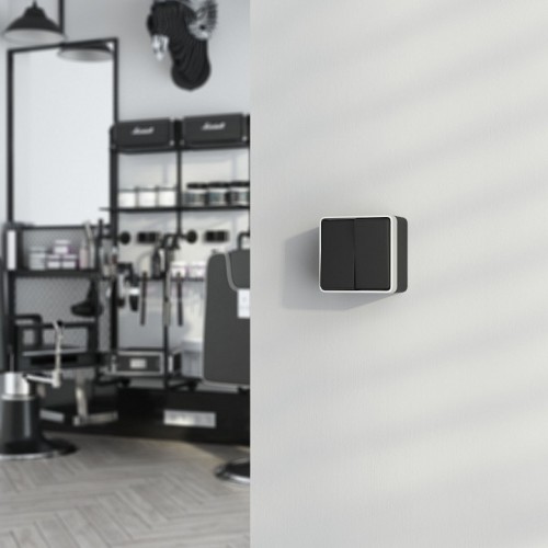 Выключатель двухклавишный влагозащищенный Werkel Gallant (черный с серебром) W5020234