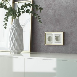 Рамка на 2 поста Werkel Baguette (айвори/латунь) W0022851