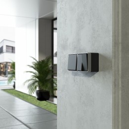 Выключатель двухклавишный влагозащищенный Werkel Gallant (черный с серебром) W5020234