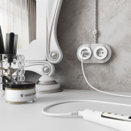 Розетка с заземлением Werkel Vintage (белый матовый/хром) W5871050