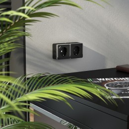 Розетка с заземлением и со шторками и USB Werkel Gallant (черный хром) W5071735