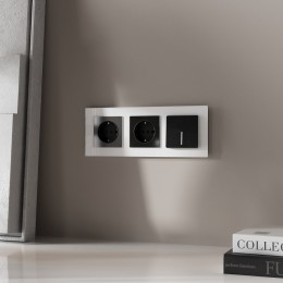 Выключатель проходной одноклавишный с подсветкой без рамки Werkel черный акрил W1112148