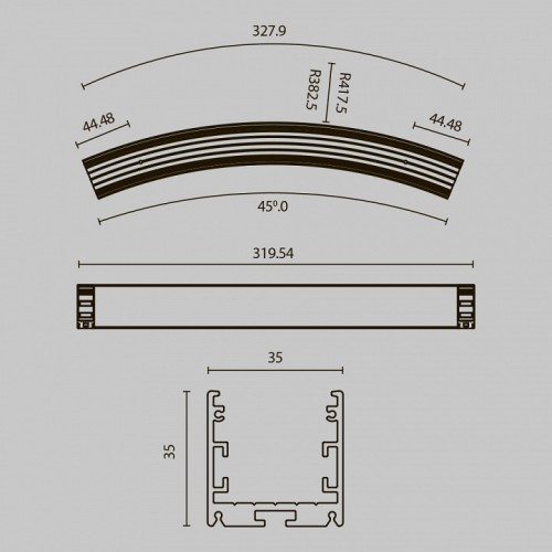 Профиль накладной Maytoni Led strip ALM-3535R-B-D-45°-0.8M