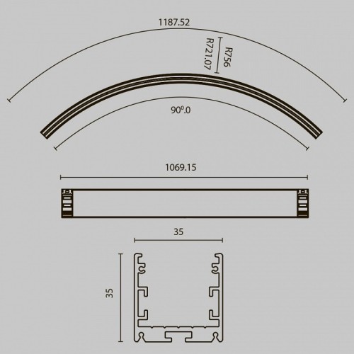 Профиль накладной Maytoni Led strip ALM-3535R-B-IN-90°-1.5M