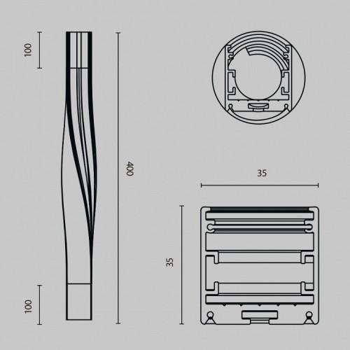 Профиль накладной Maytoni Led strip ALM-3535R-B-TL-90°-0.4M