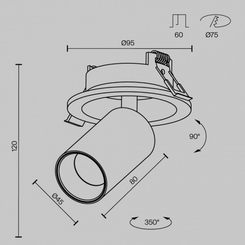 Встраиваемый светильник на штанге Maytoni FOCUS LED C071CL-7W4K-B