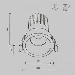 Встраиваемый светильник Maytoni  DL117-15W-3K-B