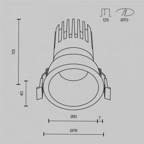 Встраиваемый светильник Maytoni  DL118-15W-3K-B