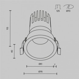 Встраиваемый светильник Maytoni  DL118-15W-3K-W