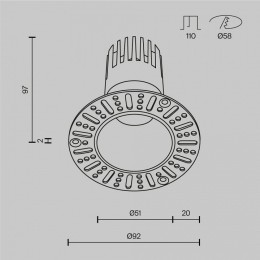Встраиваемый светильник Maytoni  DL120-10W-3K-TRS-W