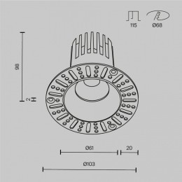 Встраиваемый светильник Maytoni  DL121-15W-3K-TRS-B