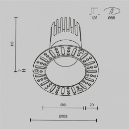 Встраиваемый светильник Maytoni  DL122-15W-3K-TRS-W